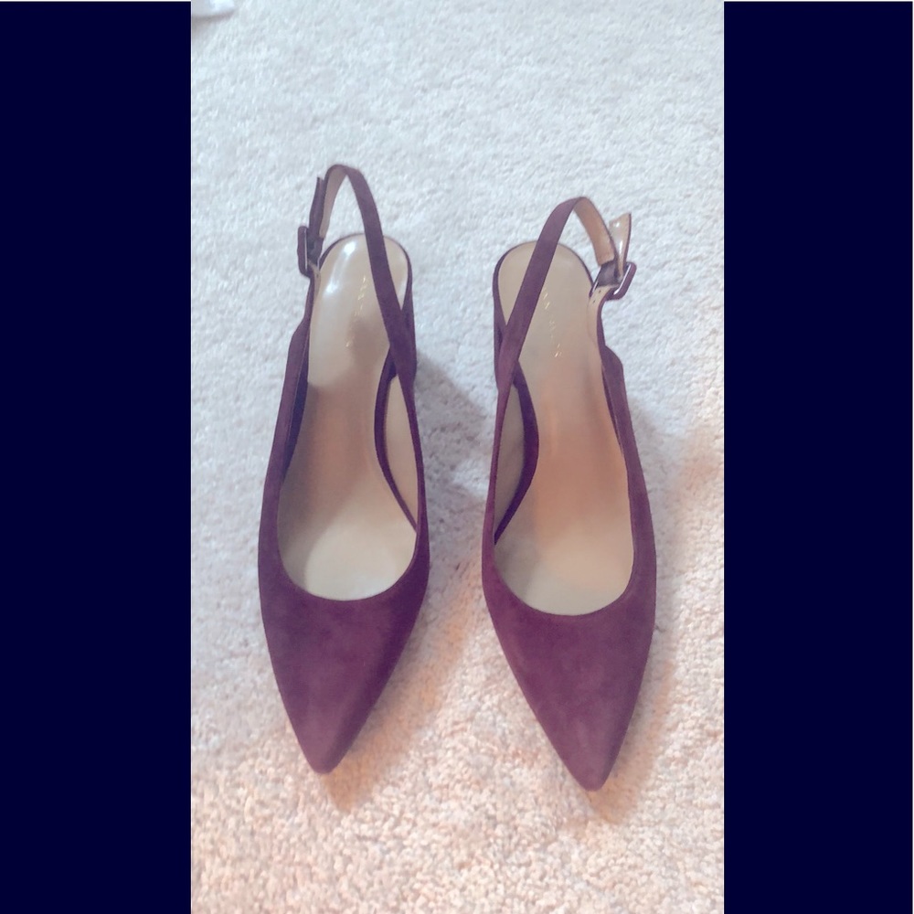 NWT Ann Taylor Suede Slingback Sz8.5 Dark Plum